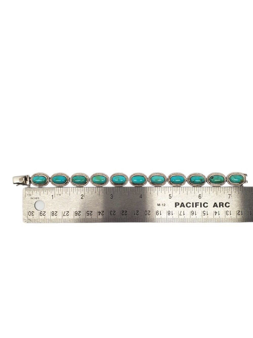 Sterling Silver Turquoise Oval Link Bracelet #24640 - Picture 4 of 10